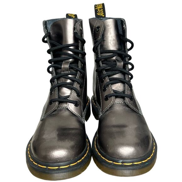 Dr. Martens Shoes Womens 6 Metallic Pewter 1460 Pascal Smooth Leather Boots - Picture 5 of 9
